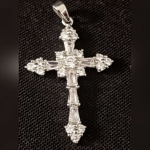 Crystal cross pendant cz 925